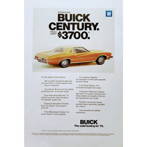 1972 Print Ad General Motors Buick Century Automobile Accudrive Vintage